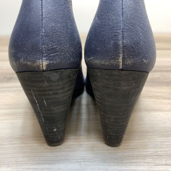 Ecco Shape 75 Ankle Bootie EU 38 US 7 Marine Blue Nubuck Leather High Heel - Picture 4 of 13